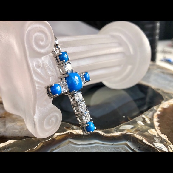 Pangea Mines Ceruleite & Topaz Cross MSRP $399 - Picture 2 of 5